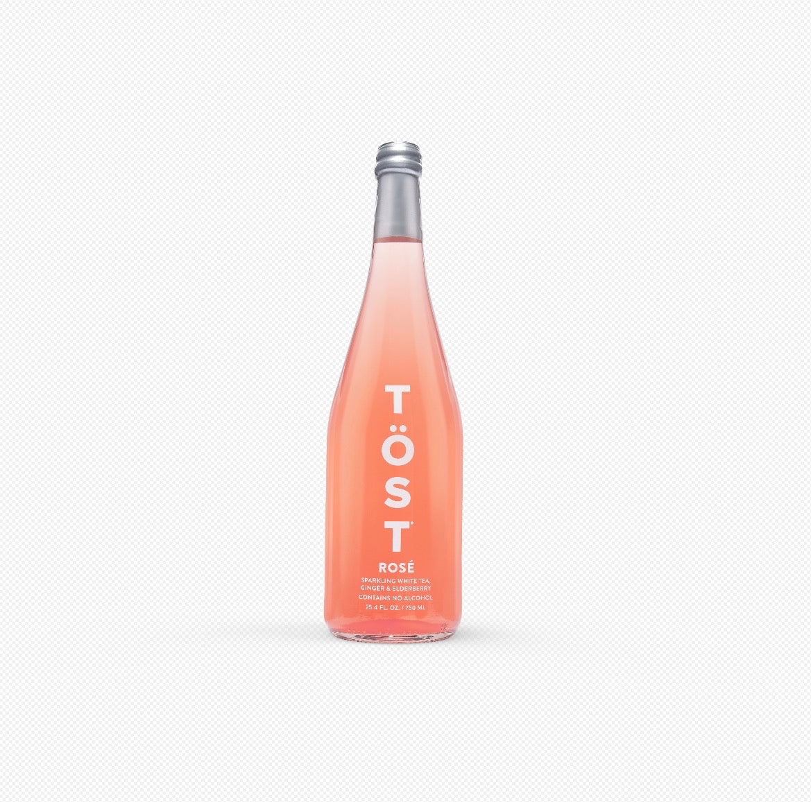 Non-alcoholic sparkling rose beverage crafted from premium white tea, elderberry, and ginger